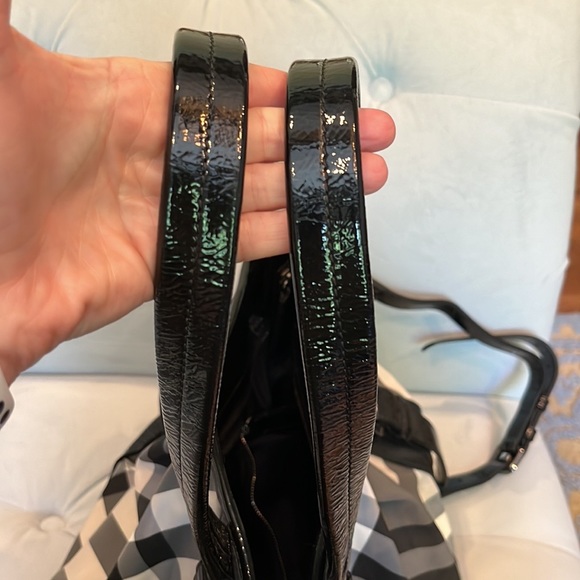 Authentic Burberry Patent Leather Beat Check Black Nylon Tote Bag - Picture 6 of 12